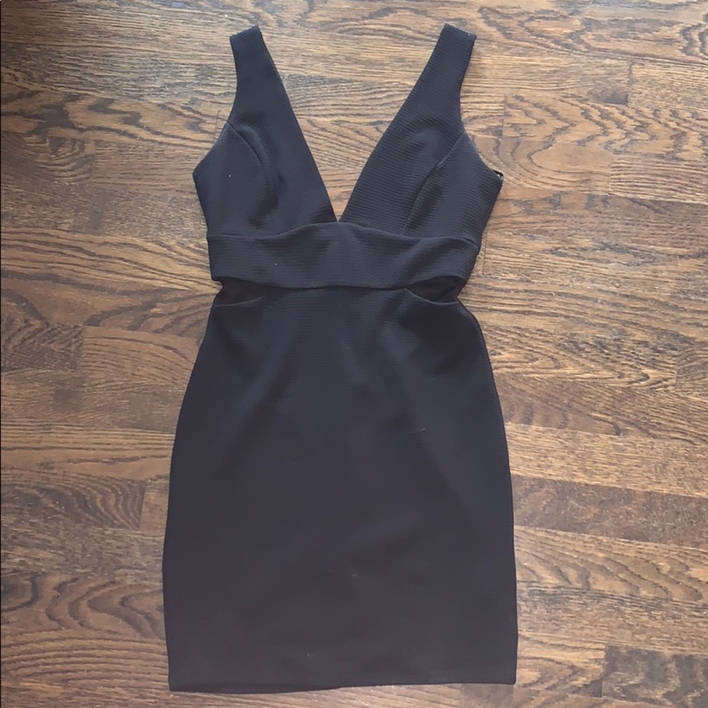 Black cut out body con dress